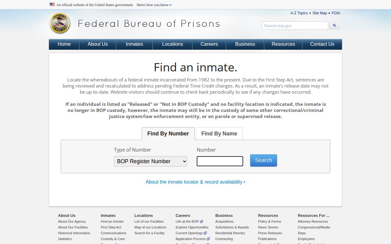 Lea County federal custody record locator through the Bureau of Prisons