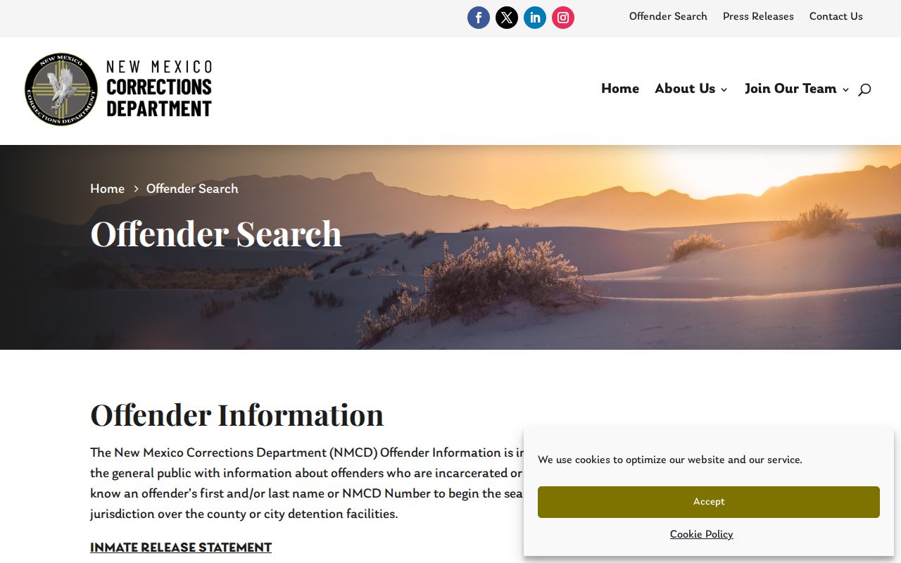Lea County state custody record search through NMCD