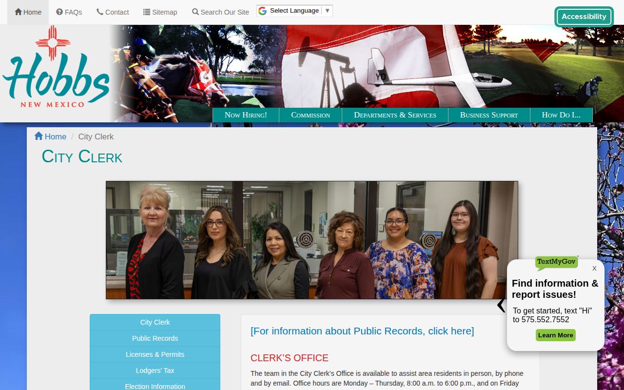 Hobbs City Clerk official police records and IPRA information