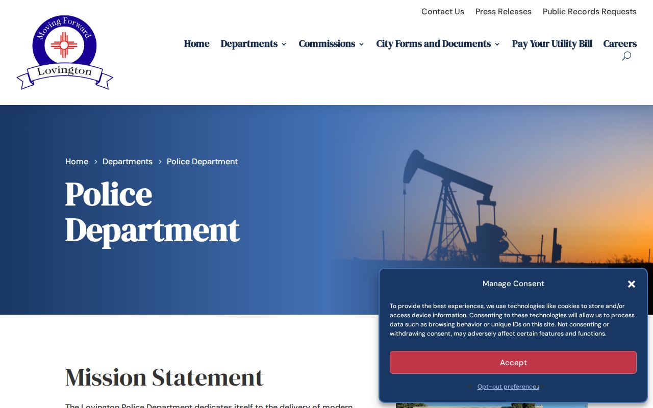 Lovington Police Department official webpage